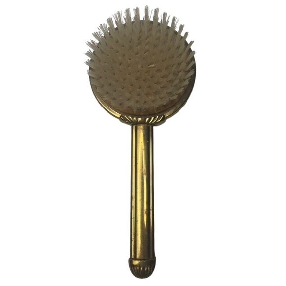 Vintage Nylon Bristle Gold Tone Vanity Hair Brush - Picture 1 of 2
